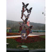 Grande sculpture en papillon en acier inoxydable moderne et célèbre pour décoration extérieure